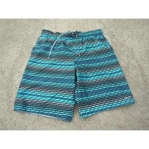 Nike Swim‎ Shorts Mens XL Blue Geometric Striped Inseam: 10.5" Mesh Lined